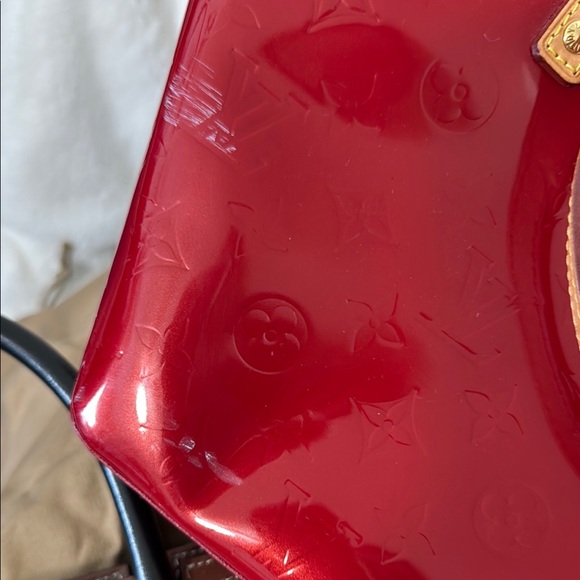 Louis Vuitton Red and Tan Tote Bag with Glossy Finish authentic with dust cover - Picture 5 of 7
